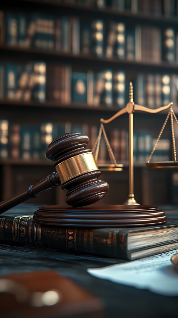 Judge's decision throne with law books background img-16